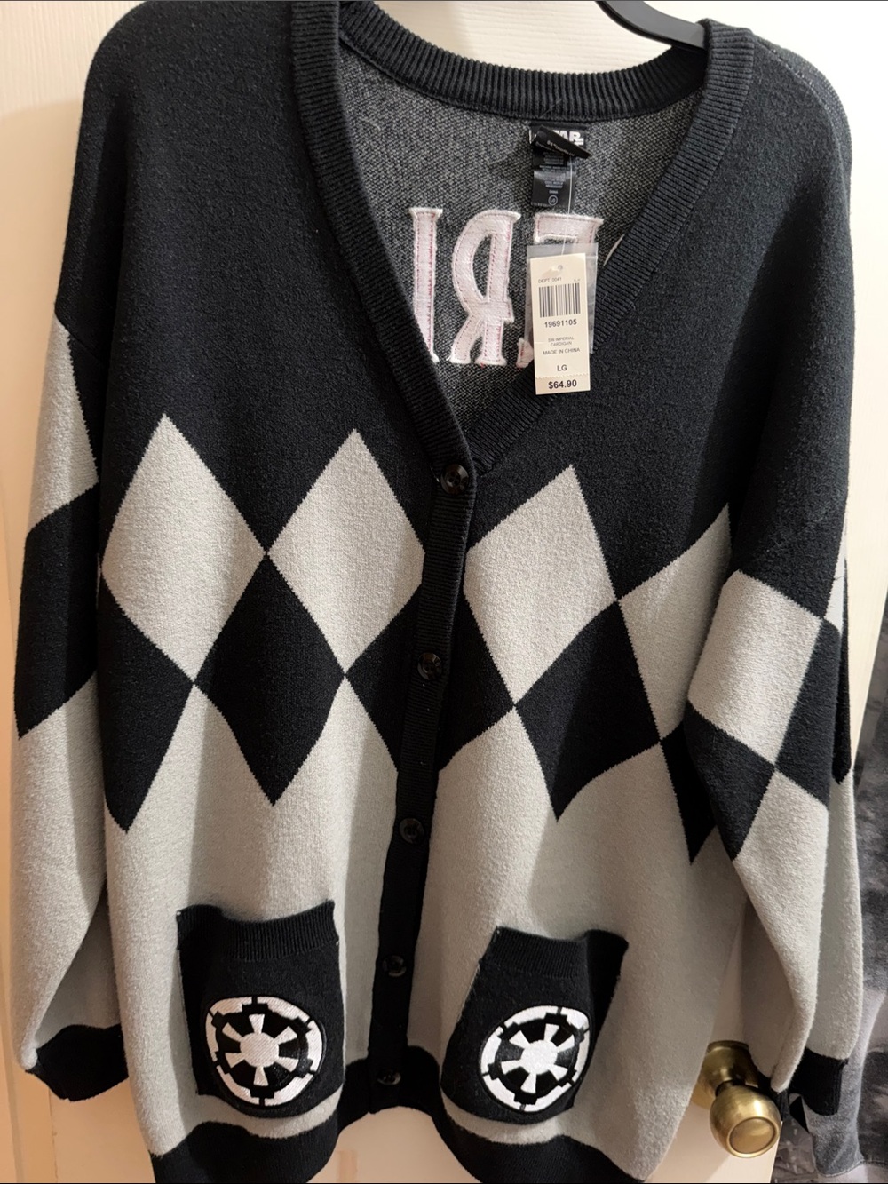 Boxlunch Star Wars Imperial Cardigan Sweater with Pocket Emblems